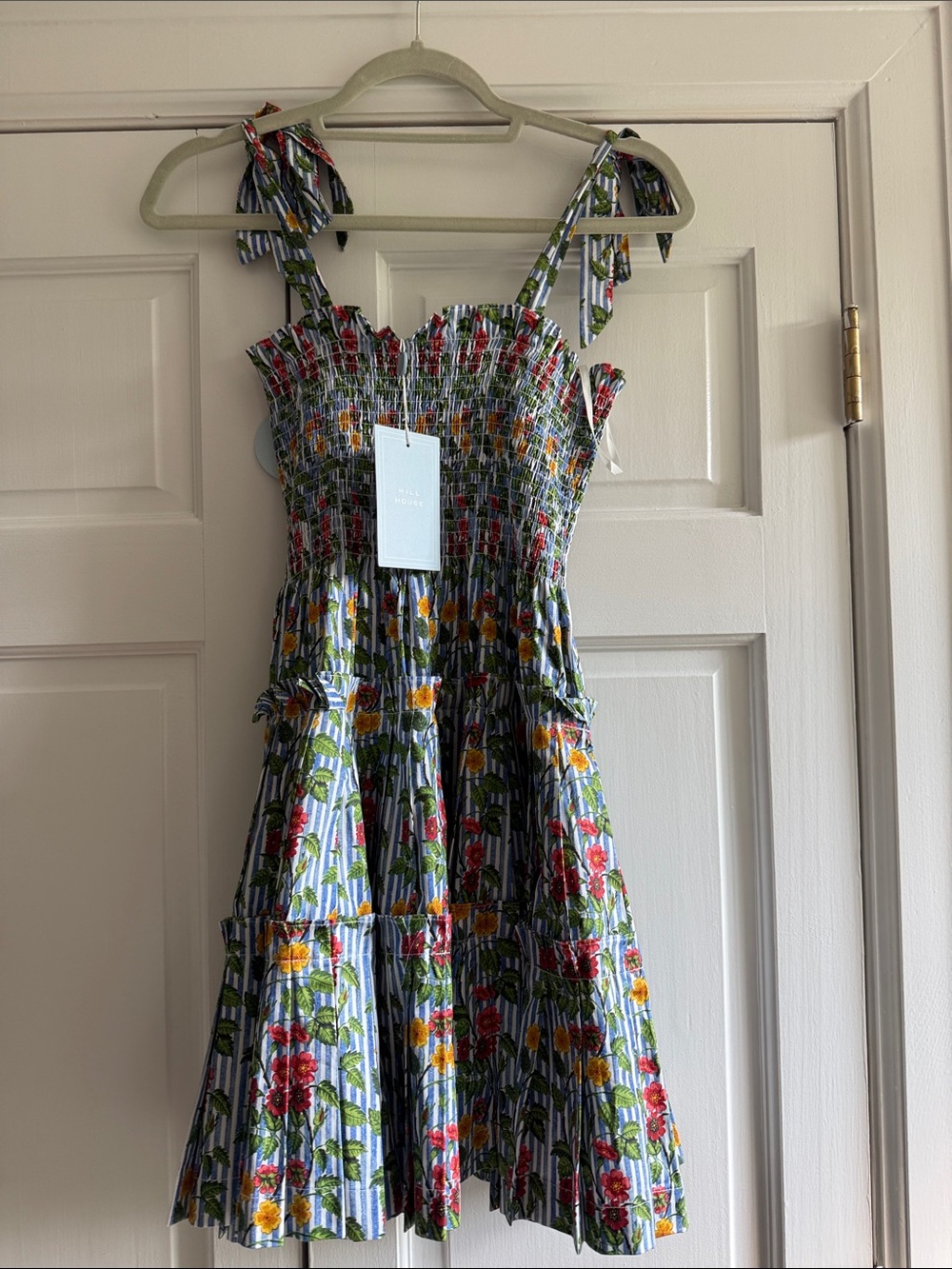 NWT Hill House Geranium Striped Smocked Charlotte Nap Dress